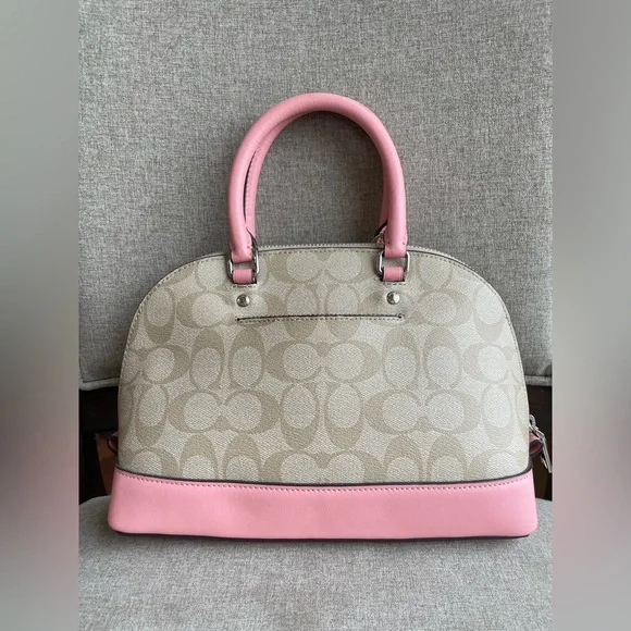 NWT！COACH SIERRA SATCHEL IN SIGNATURE（COACH F58295）SILVER/LIGHT-KHAKI/BLUSH - Picture 2 of 9